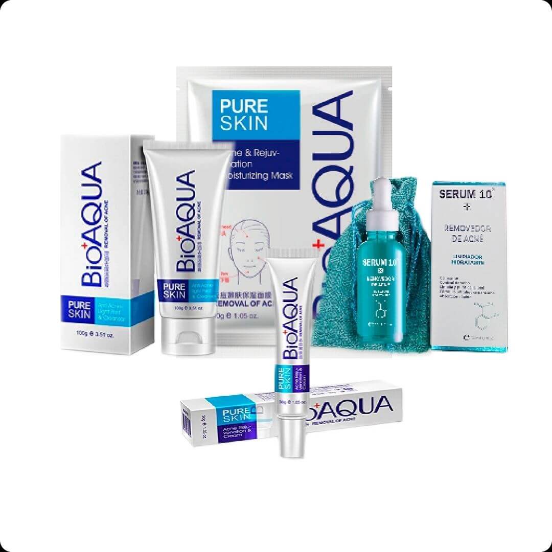 💆🏻Kit Anti-Acné Bioaqua💦 4 Potentes productos Para una Piel Perfecta