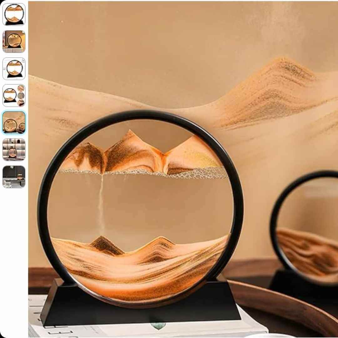 Paisaje de arena de aguas profundas con reloj de arena modelo 3d